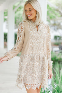 What You Want Taupe Crochet Dress