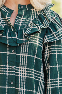 It's A Gift Hunter Green Plaid Dress