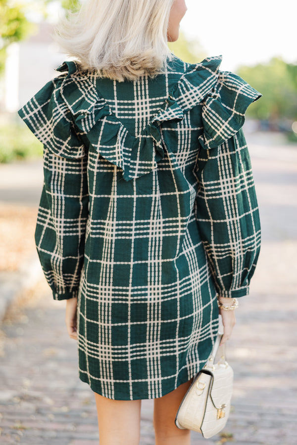 It's A Gift Hunter Green Plaid Dress