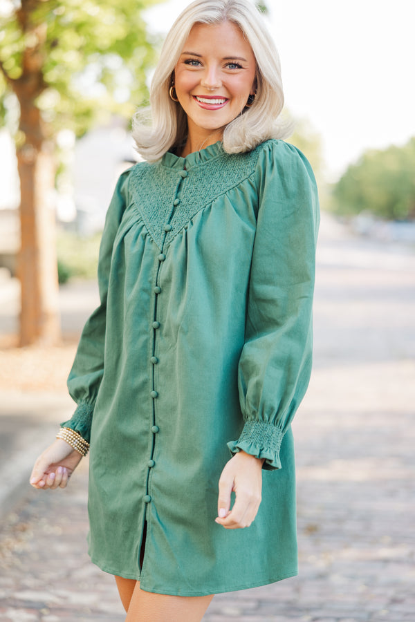 Just For Fun Hunter Green Smocked Dress Shop the Mint Just For Fun Hunter Green Smocked Dress Shop the Mint