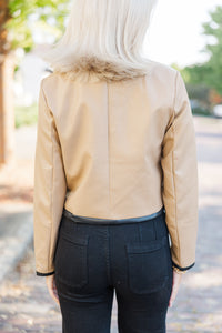 It's All For You Tan Faux Leather Jacket