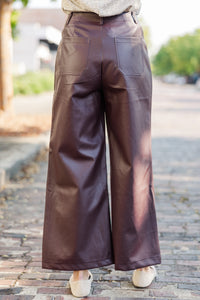 Feeling Focused Chocolate Brown Faux Leather Pants