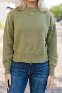 It's All Up To You Olive Green Drop Shoulder Sweater