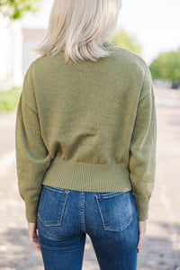 It's All Up To You Olive Green Drop Shoulder Sweater