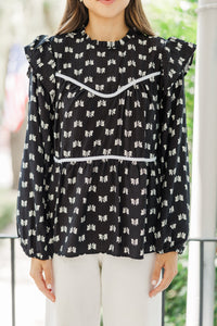 Ribbons & Bows Black Ruffled Blouse