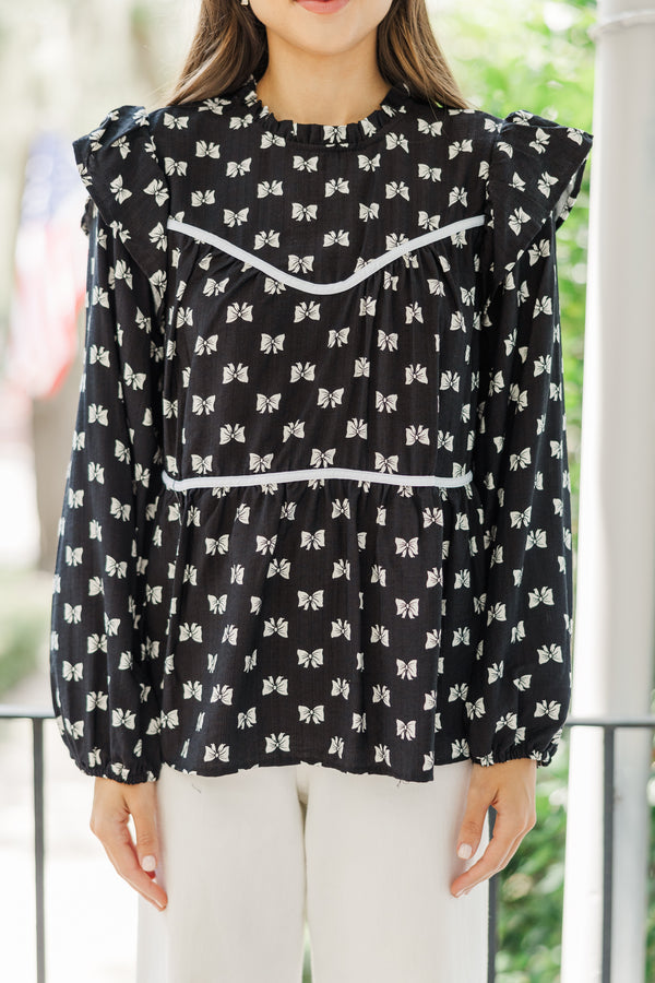 Ribbons & Bows Black Ruffled Blouse – Shop the Mint