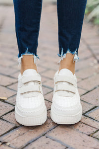 Run To You Cream White Embellished Sneakers