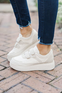 Run To You Cream White Embellished Sneakers