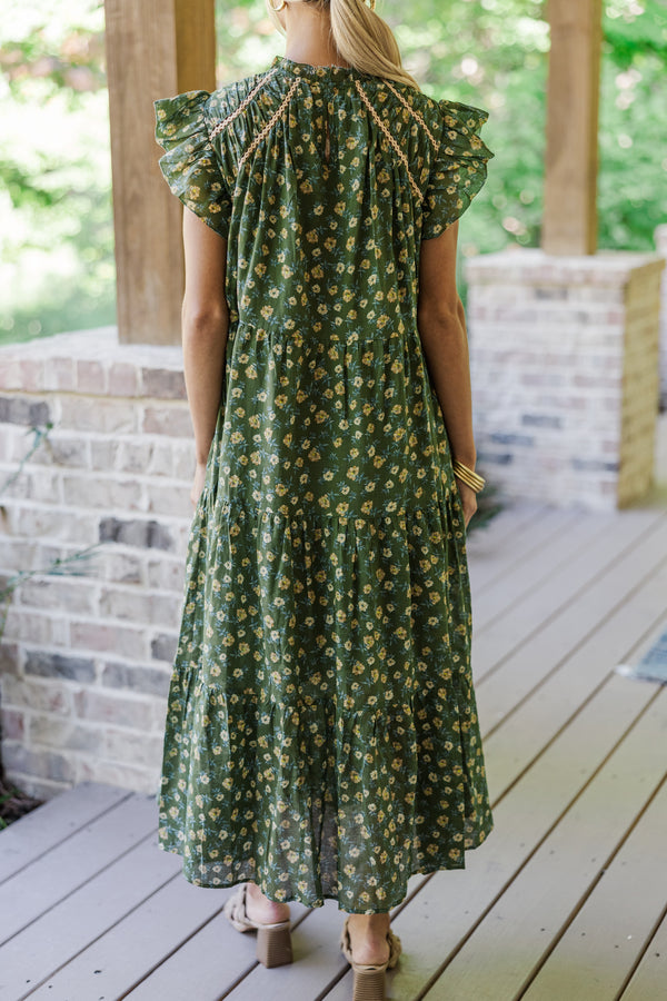 Better Than Ever Olive Green Ditsy Floral Midi Dress Shop the Mint Better Than Ever Olive Green Ditsy Floral Midi Dress Shop the Mint