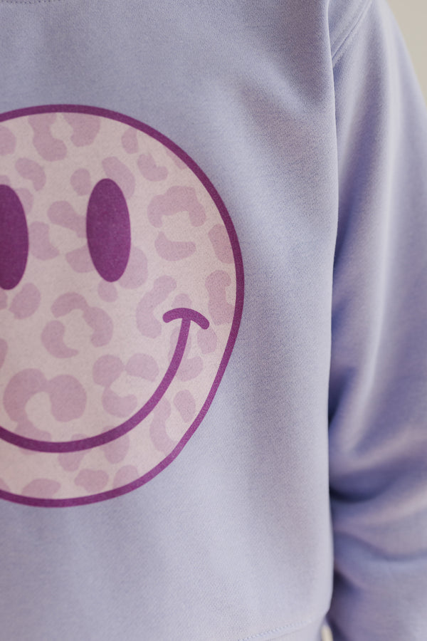 Girls: Wildly Happy Lavender Purple Graphic Sweatshirt