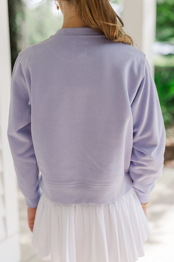 Girls: Wildly Happy Lavender Purple Graphic Sweatshirt