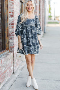 Give It Your All Charcoal Gray Toile Dress