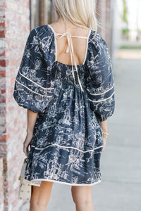 Give It Your All Charcoal Gray Toile Dress