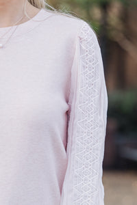 All So Feminine Blush Pink Lace Sweater