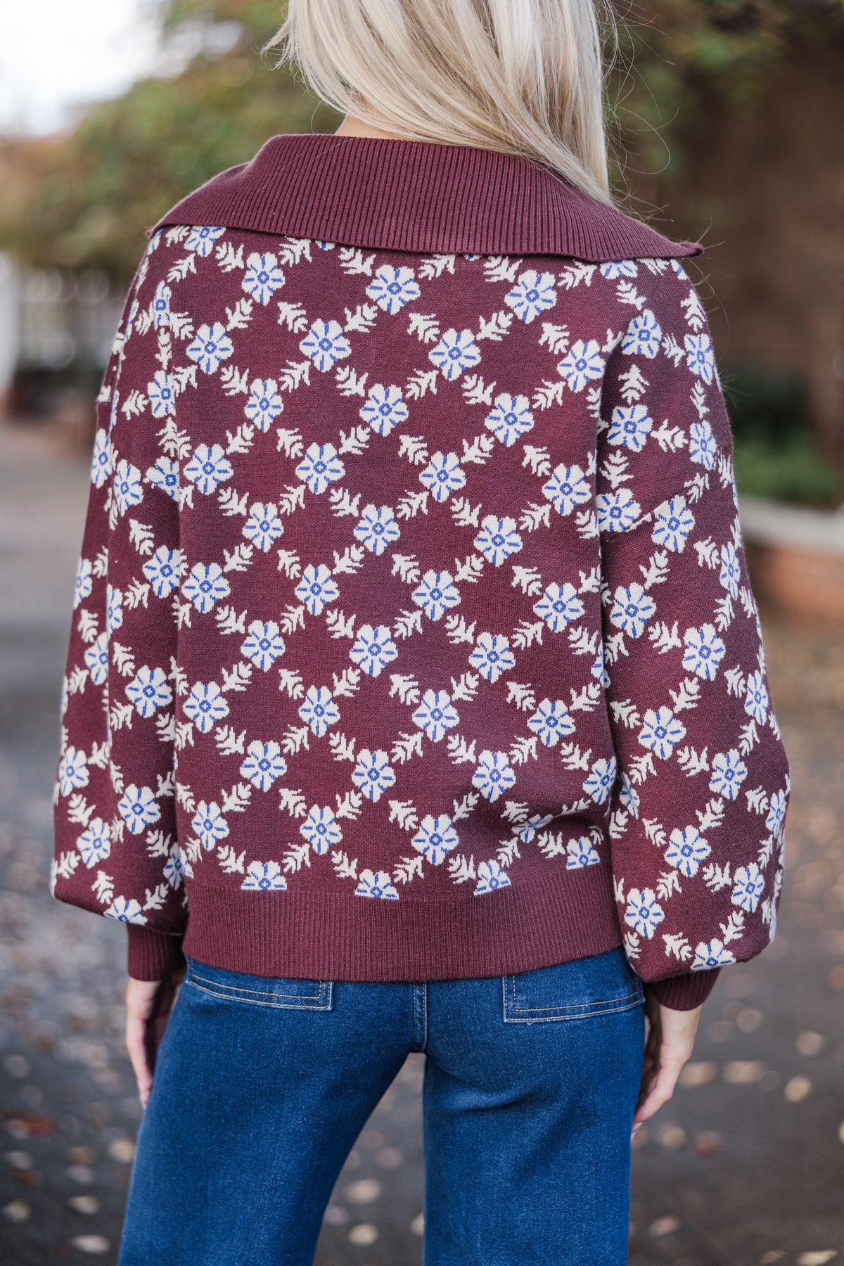 Stay Together Brown Floral Half Zip Sweater – Shop the Mint