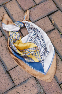 After You Khaki Brown Chain Print Hair Scarf