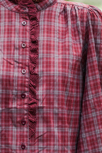 Leave It All Behind Wine Red Plaid Blouse