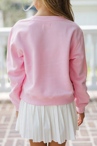 Girls: Batter Up Light Pink Graphic Sweatshirt