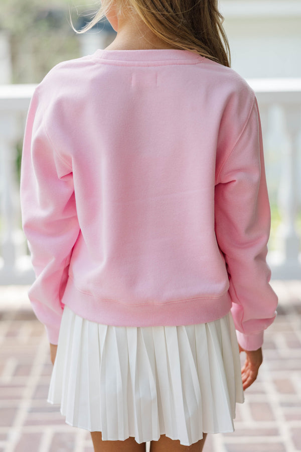Girls: Batter Up Light Pink Graphic Sweatshirt