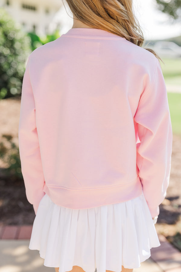 Girls: Batter Up Light Pink Graphic Sweatshirt