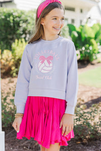 Girls: Volleyball Social Club Lavender Graphic Sweatshirt