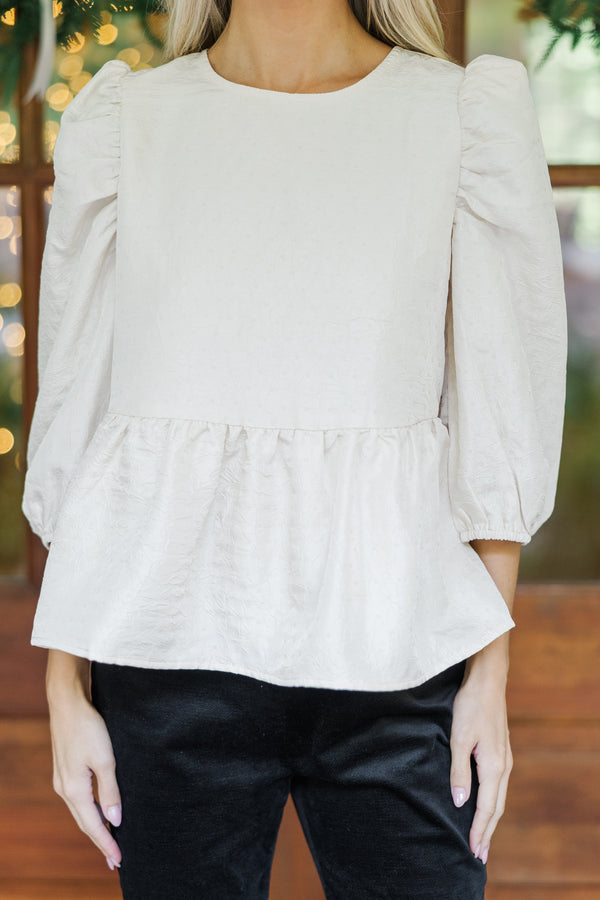 Look At You Cream Textured Blouse