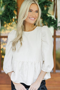 Look At You Cream Textured Blouse