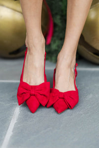 See Your Heart Red Bow Kitten Heels