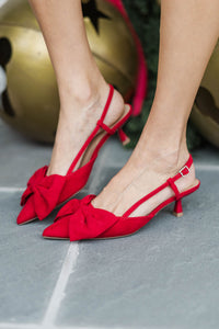 See Your Heart Red Bow Kitten Heels