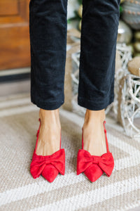 See Your Heart Red Bow Kitten Heels