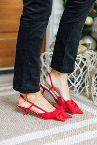 See Your Heart Red Bow Kitten Heels