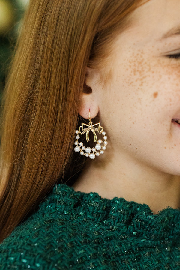 Girls: Festive Feelings Gold Wreath Earrings