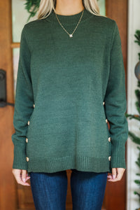 The Slouchy Emerald Green Side Button Sweater