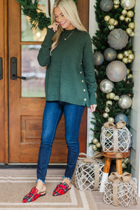 The Slouchy Emerald Green Side Button Sweater