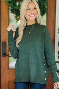 The Slouchy Emerald Green Side Button Sweater