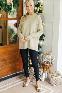 The Slouchy Taupe Side Button Sweater