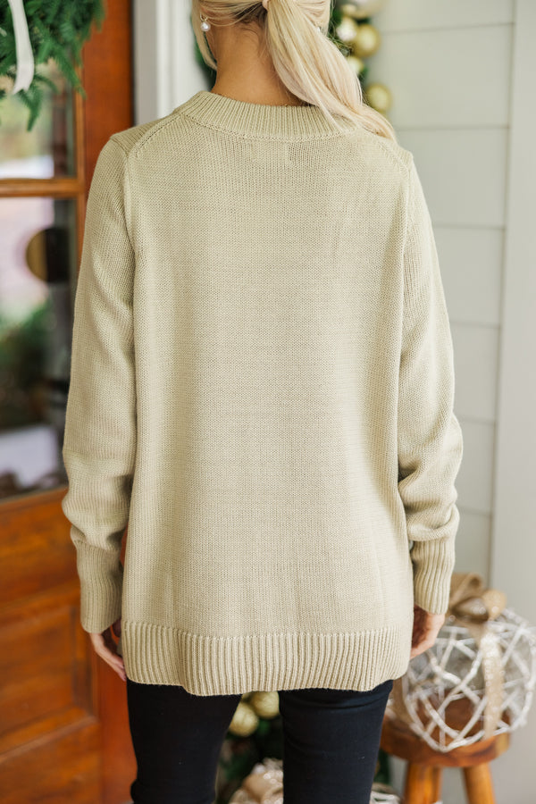 The Slouchy Taupe Side Button Sweater