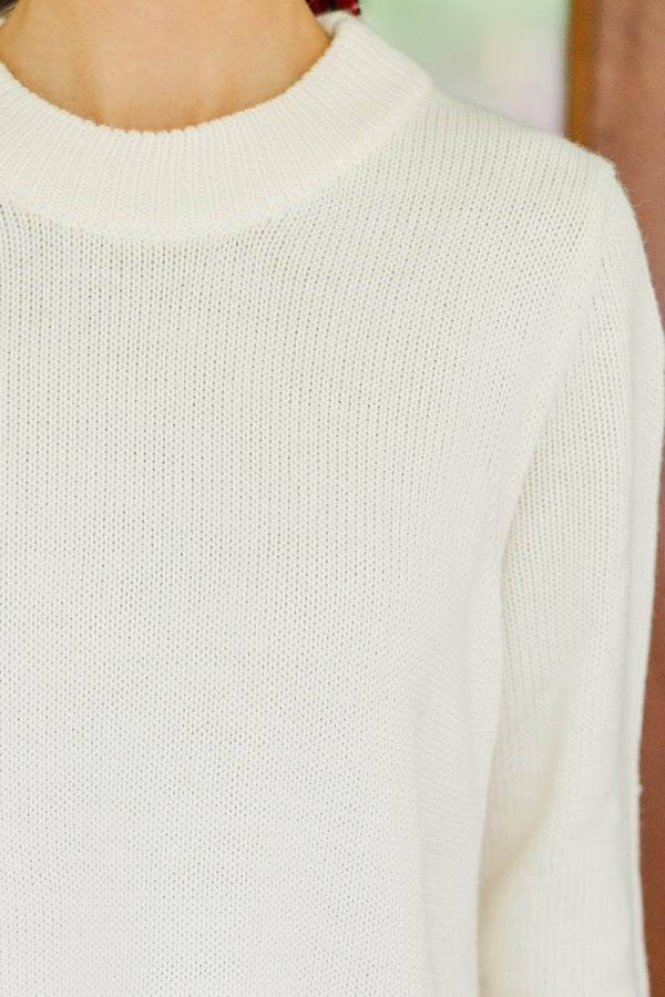 The Slouchy Cream Side Button Sweater