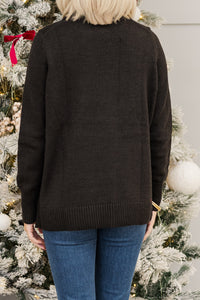 The Slouchy Black Side Button Sweater