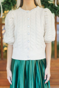 Ready To See You Cream Cable Knit Cardigan