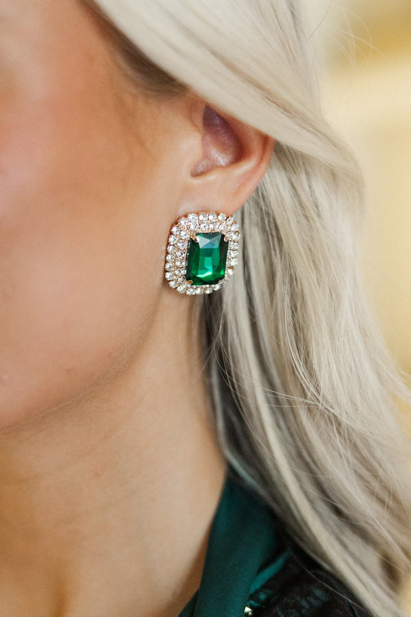 Live For Luxe Emerald Green Stud Earrings