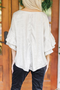 Always Make Time Champagne Ruffled Blouse