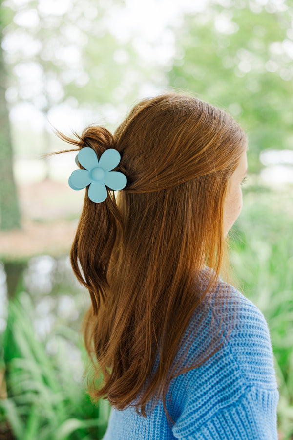 Girls: Best In Bloom Sky Blue Flower Hair Clip