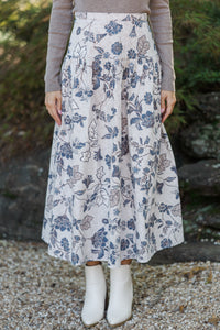 Get A Good Look Brown Floral Midi Skirt