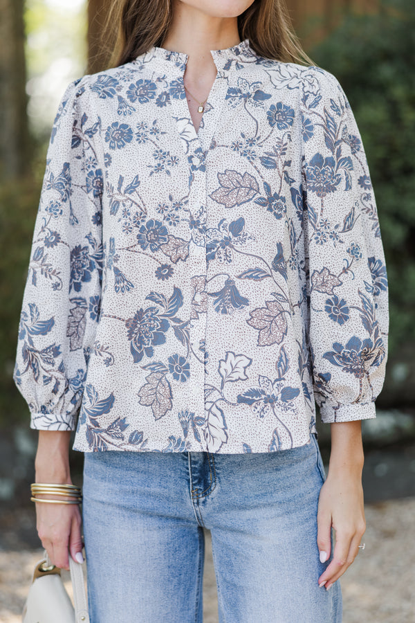 Get A Good Look Brown Floral Blouse