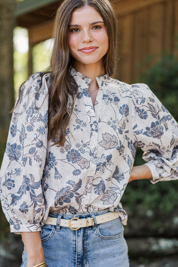 Get A Good Look Brown Floral Blouse