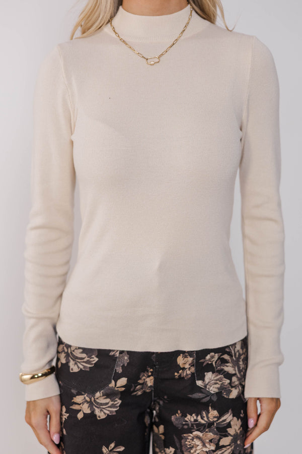 See It Through Oatmeal Ribbed Top