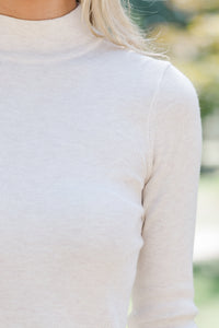 See It Through Oatmeal Ribbed Top