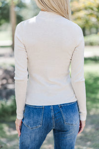 See It Through Oatmeal Ribbed Top