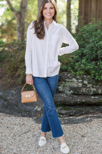 Stay Close White Button Down Blouse